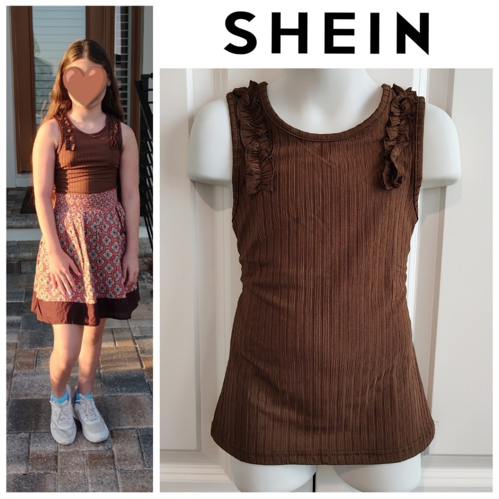 Brown Ruffle Tank Top